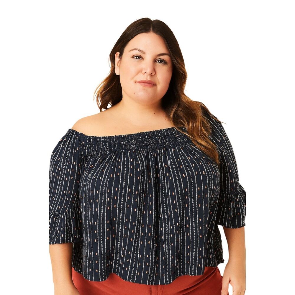 Cameo off shoulder ruffle sleeve blouse 2X dia & co